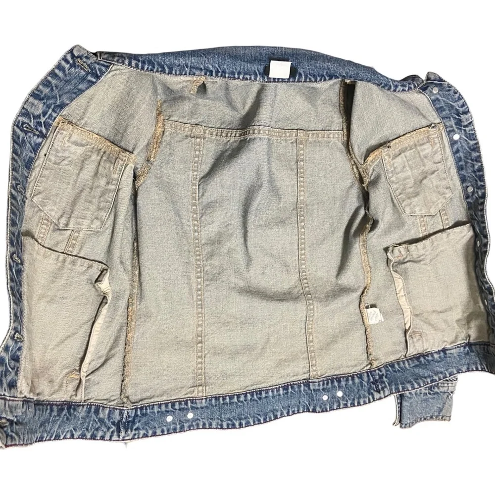 J Crew Vintage Washed  Denim Jean Trucker Jacket Blue